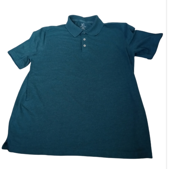 George Other - George Teal Green Men Polo Pull Over Style Short Sleeve 3 Button Front Shirt EUC